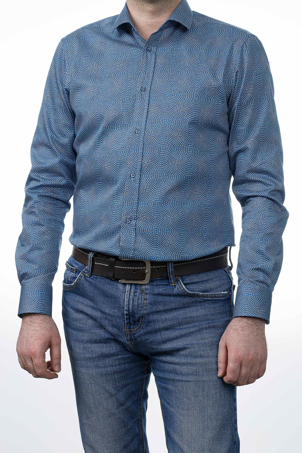 Сорочка мужская ZEER длинный рукав, цвет синий 56341 09