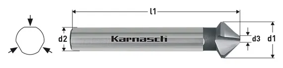 Зенковка Karnasch Ø6,3 мм, 90°, HSS-XE, DIN 335, арт. 20.1760-010