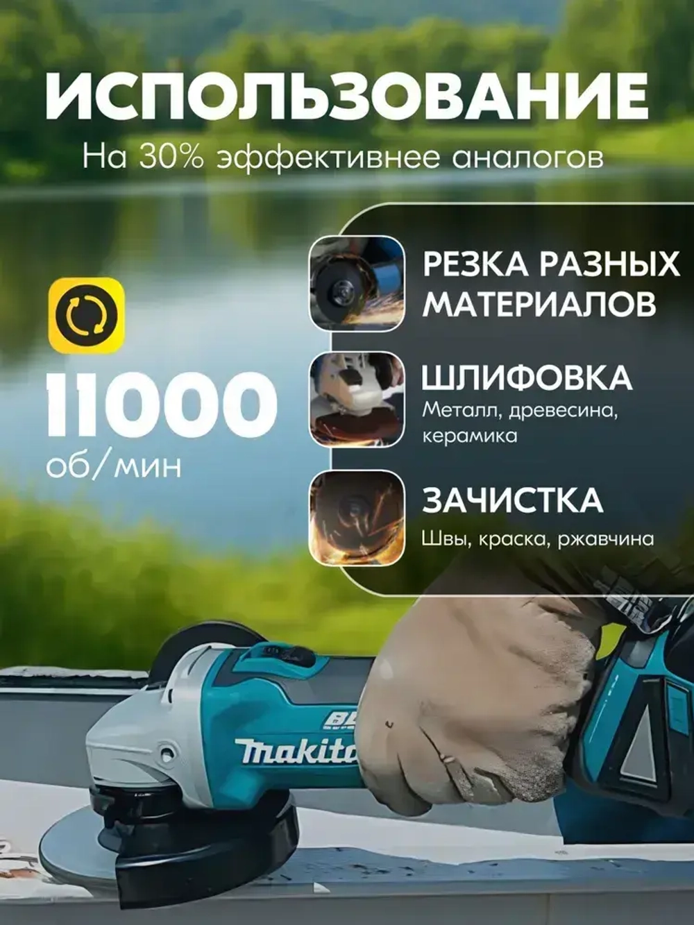 Болгарка УШМ аккумуляторная, 125мм, 36 В, 2 АКБ