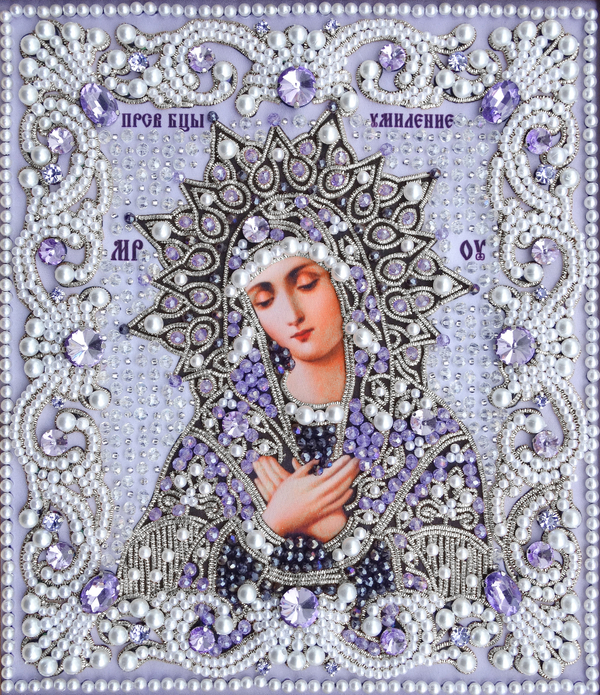 ЖС-2-СФ Набор для вышивания хрустальными камнями Богородица Умиление (сиреневый)