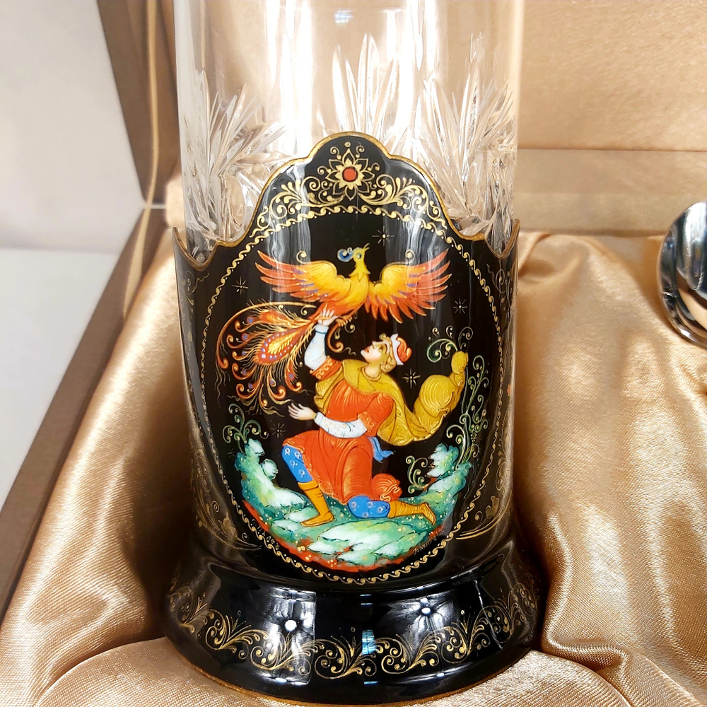 Чайный набор подстаканников (Ручная роспись Палех) №12