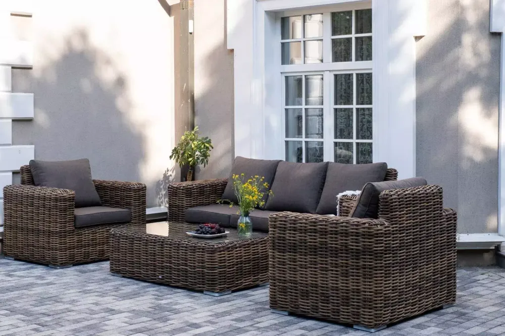 "Палермо" лаунж-зона из искусственного ротанга, цвет соломенный