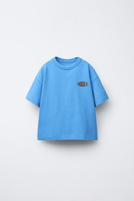 ZARA ФУТБОЛКА С ЛОГОТИПОМ, СИНИЙ