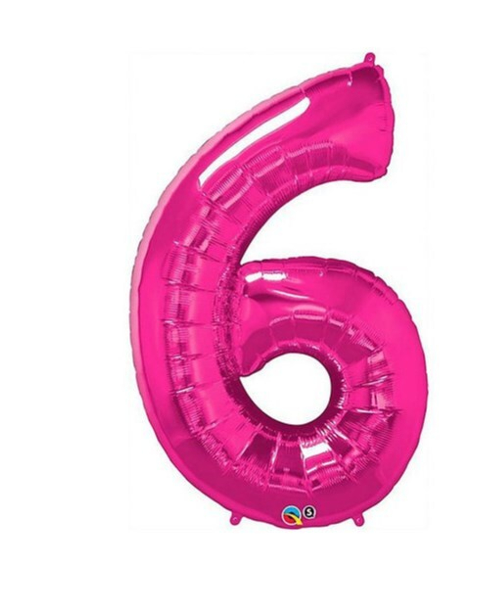 Шар цифра №6 Розовый