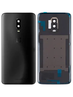 Задняя крышка для OnePlus 6T черная глянцевая (Mirror Black) со стеклом камеры
