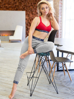 Спортивные брючки с брендированными манжетами (Размер: M) (Цвет: серый)