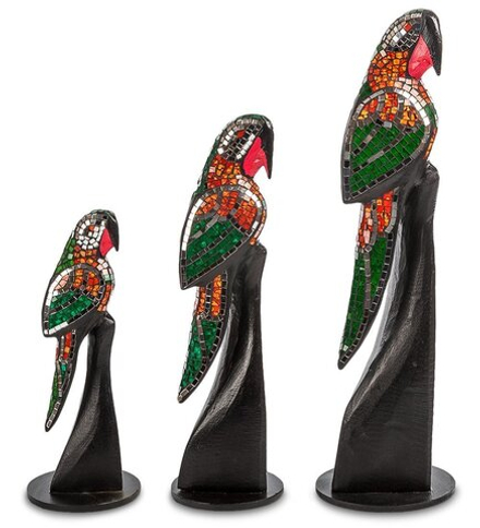 Decor and Gift 23-028 Н-р статуэток из трех «Попугай» дерево+стекл.мозаика (50,40,30 см)