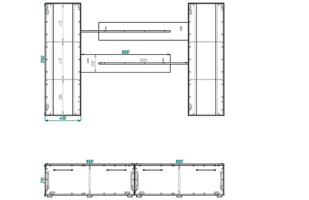 Гостиная 25 Белый Фасадный 0101 PE / Черный 0190 PE 200*45*160 см,    Фиеста