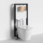 Унитаз подвесной WasserKRAFT Mindel 56TLT.010.ME.RG04.H002 безободковый, с инсталляцией Vils 56, с крышкой микролифт, белый/кнопка розовое золото
