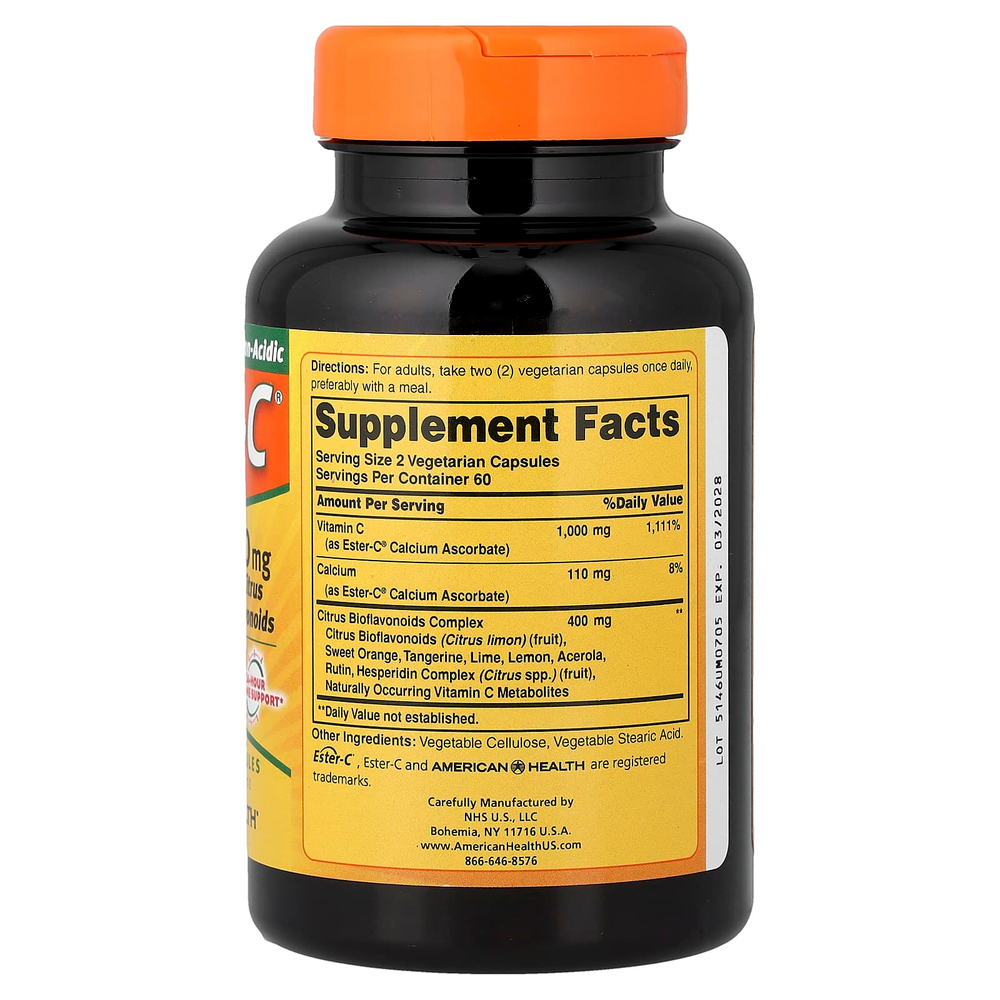 American Health, Ester-C® с цитрусовыми биофлавоноидами, 500 мг, 120 вегетарианских капсул