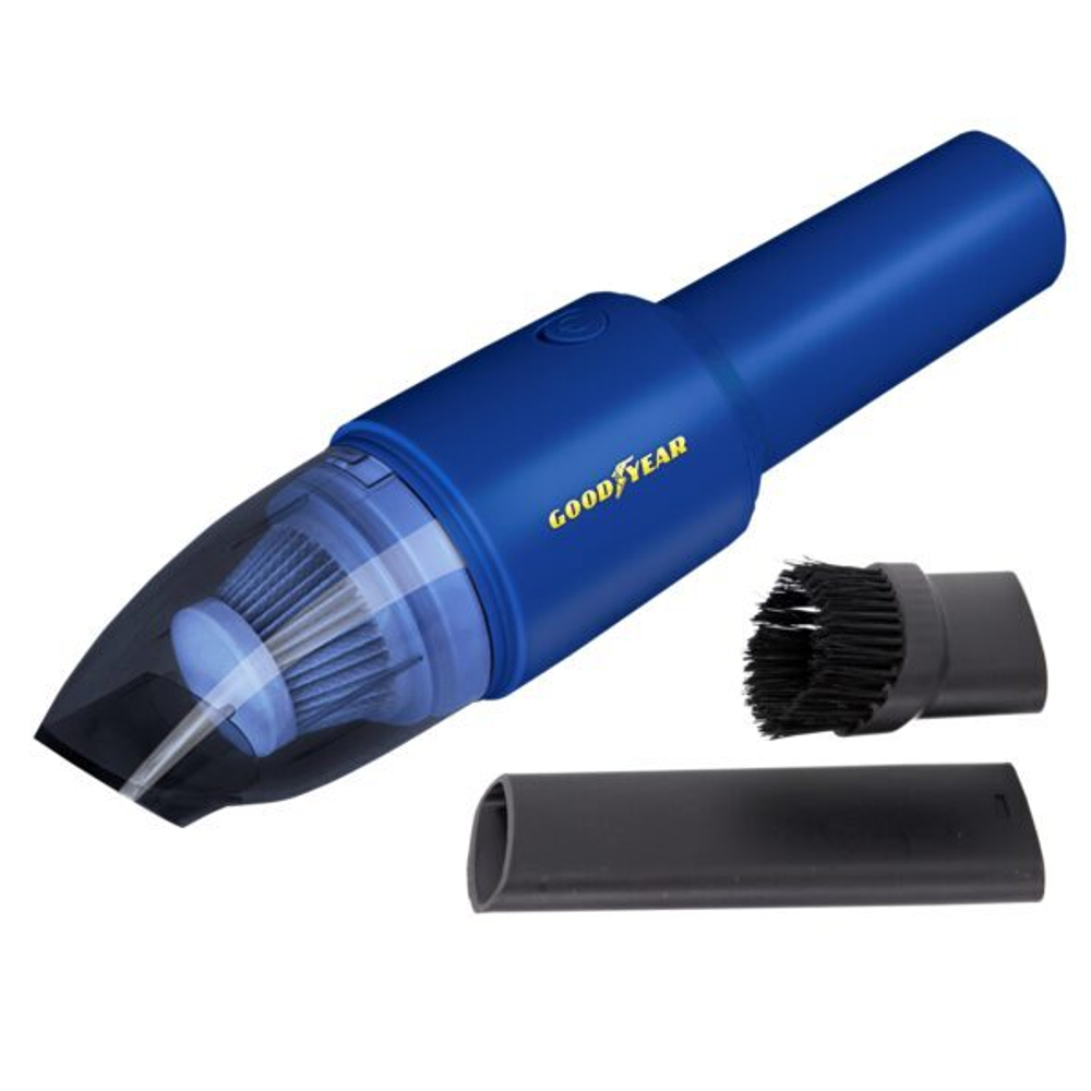 Пылесос автомобильный беспроводной, запасной фильтр, 2 насадки Goodyear