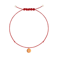 браслет «луна» из розового золота на красной нити