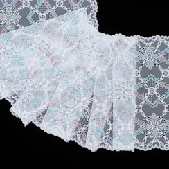 Кружево эластичное белое/цветочки 23 см, Китай