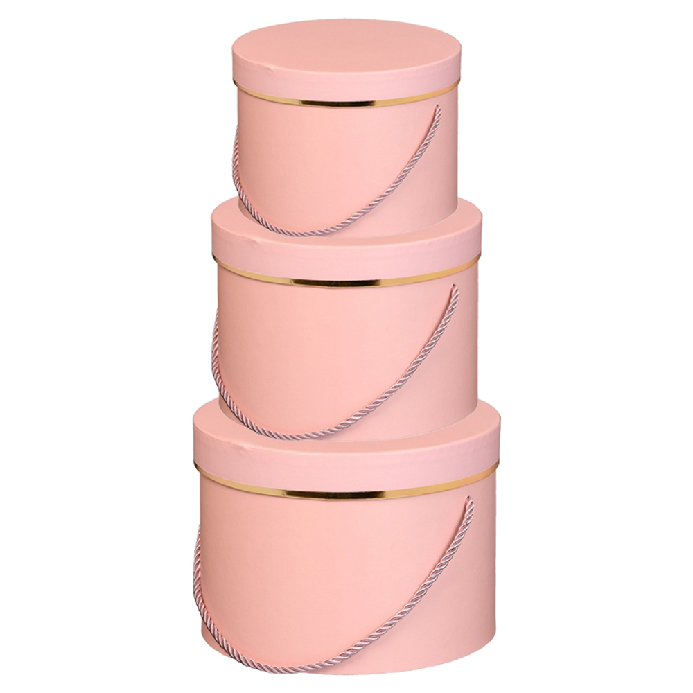 Подарочная коробка Basir 3 в 1, круглые с крышкой, с золотой полосой, размер 22*18/20.5*10/18.5*8.5 см (диаметр*высота), ассорти