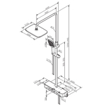 Душевая система с ванно-душевым смесителем-полкой AM.PM Func F078F722 Черный