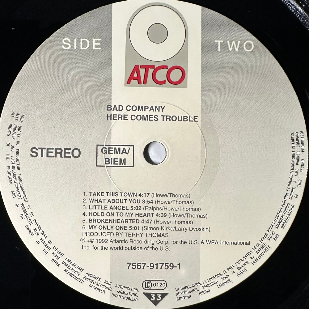 Bad Company ‎– Here Comes Trouble (Германия 1992г.)
