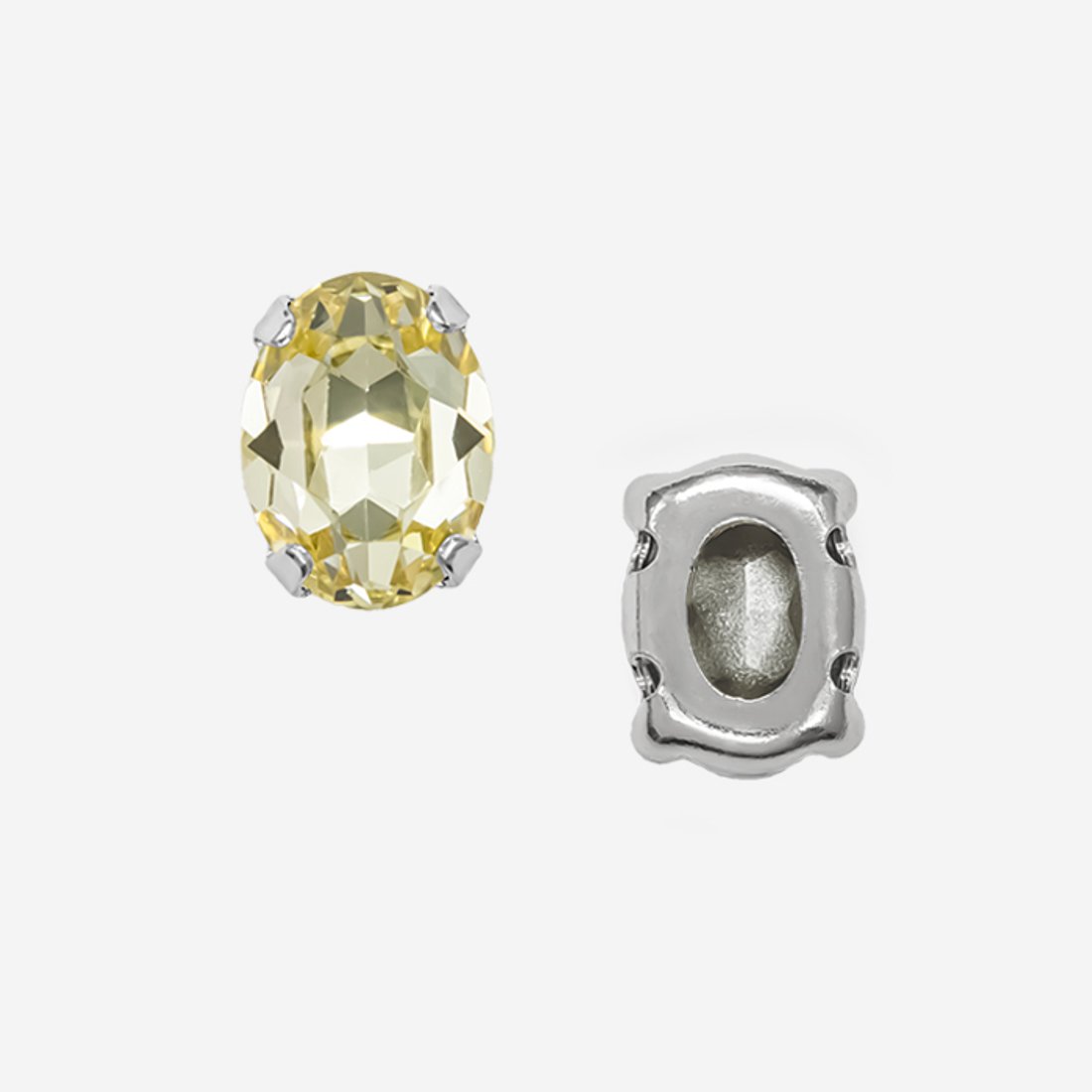 Овал (Oval Fancy Stone) в цапах, оттенок "Jonquel", 8*6мм, родирование