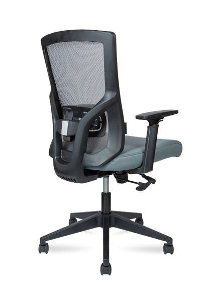 Кресло офисное Норден / Гарда LB / черный пластик / серая сетка / серая ткань