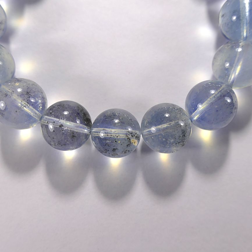 Бусина из аквамарина с графитом облагороженного, шар гладкий 13мм