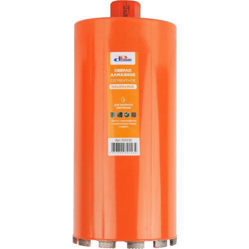 Сверло алмазное мокрое DIAM ProfiDiam 152x315х12хM22 по бетону   310150