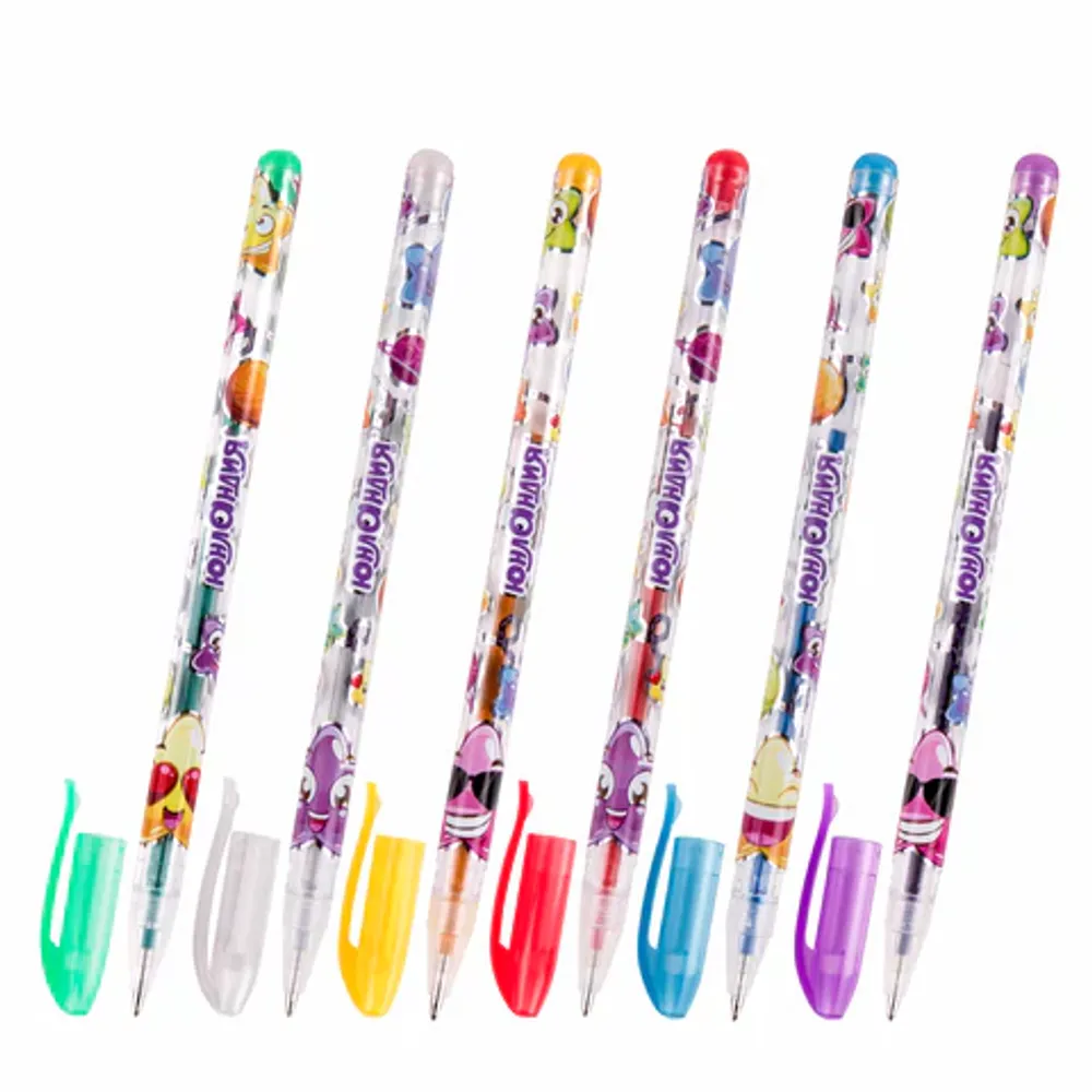 Набор гелевых ручек 6цв. Юнландия, 0,5мм, блестки, корпус с печатью