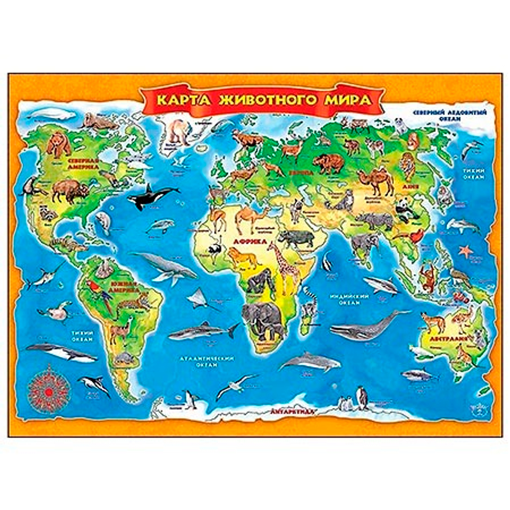 Плакат"Карта животного мира" И 46022