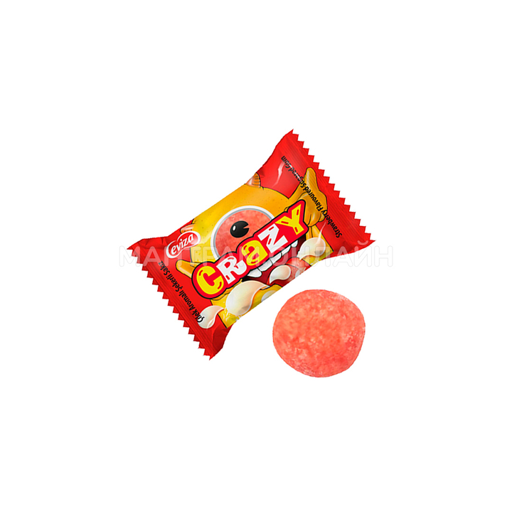 Жевательная резинка кислая Eviza Crazy Strawberry Flavoured Sugared Gum вкус клубника 3,5 г