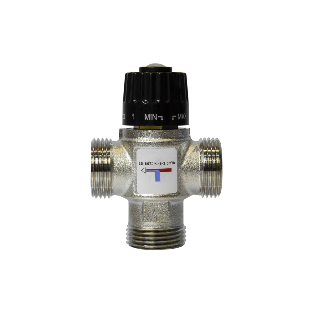 Клапан термосмесительный 3/4'' нар/нар/нар боковое смешение 35-60 град VRT