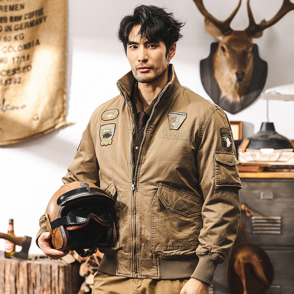 Американская ретро-пилотная куртка мужская зимняя утолщенная,тактическая тренировка военная короткая куртка