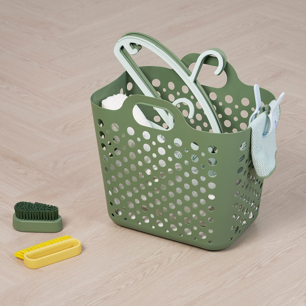 IKEA SLIBB  (ИКЕА СЛИББ)  -  Гибкая корзина для белья, зеленая, 24 л