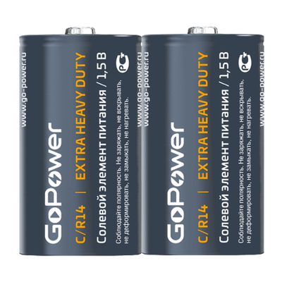 Батарейки GoPower R14-S2 Shrink к-т 2 (1/12/144)