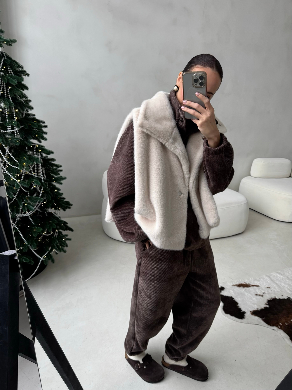 Брюки вельвет-альпака (шоколад)