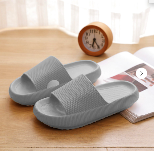 Шлепанцы в рубчик, серый