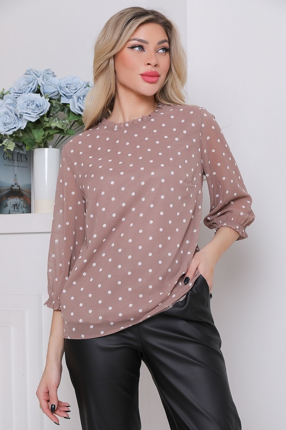 Блуза Воздушный шифон (пудра,нью) Diolche (Акция)