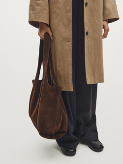 Massimo Dutti Большая сумка-шопер из замши, норка