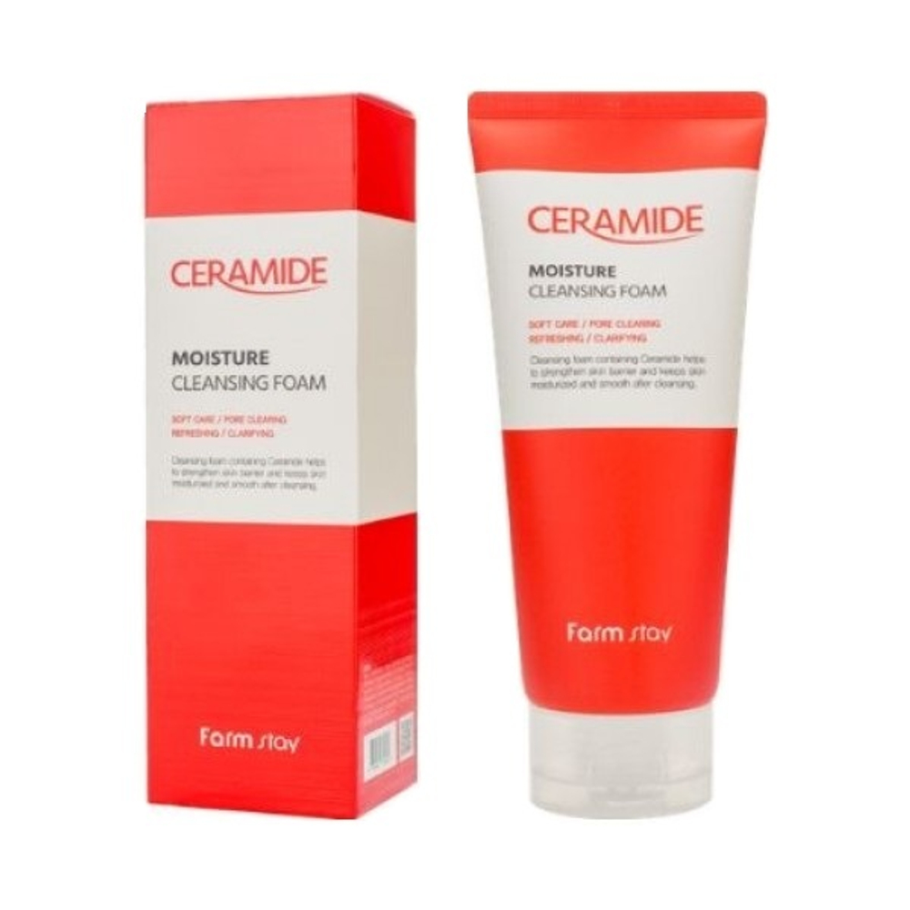 Пенка увлажняющая очищающая с керамидами FarmStay Ceramide Moisture Cleansing Foam