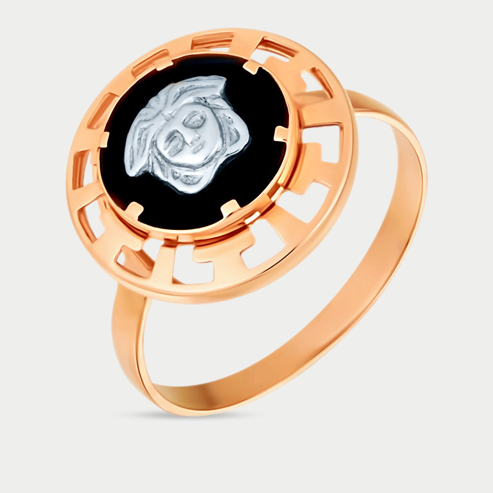 Кольцо для женщин из розового золота 585 пробы с ониксом (арт. 03549)