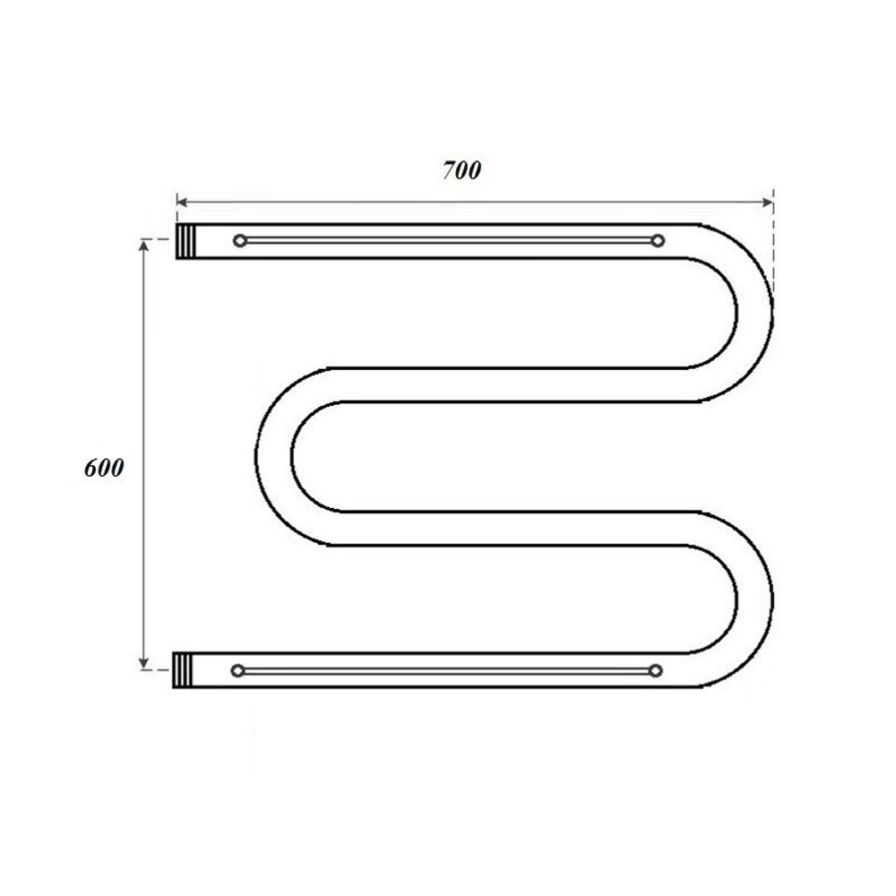 Полотенцесушитель водяной Point PN38667P 600x700 М-образный (1") с полкой, хром