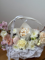 Корзина пасхальная в нежных оттенках. Кулич 130 гр