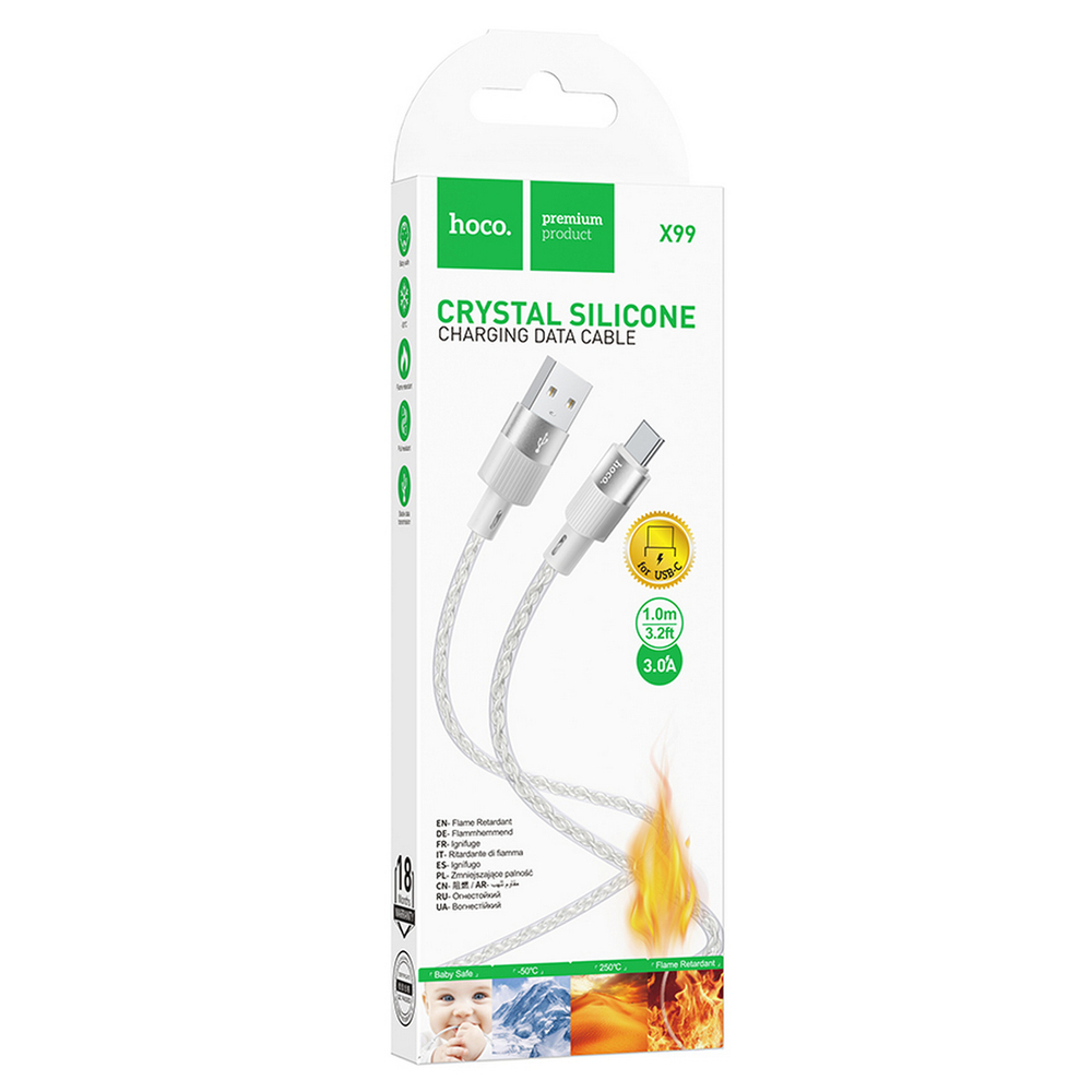 Кабель USB x Type-C -1.0м. Hoco.X99 (3A) огнестойкий