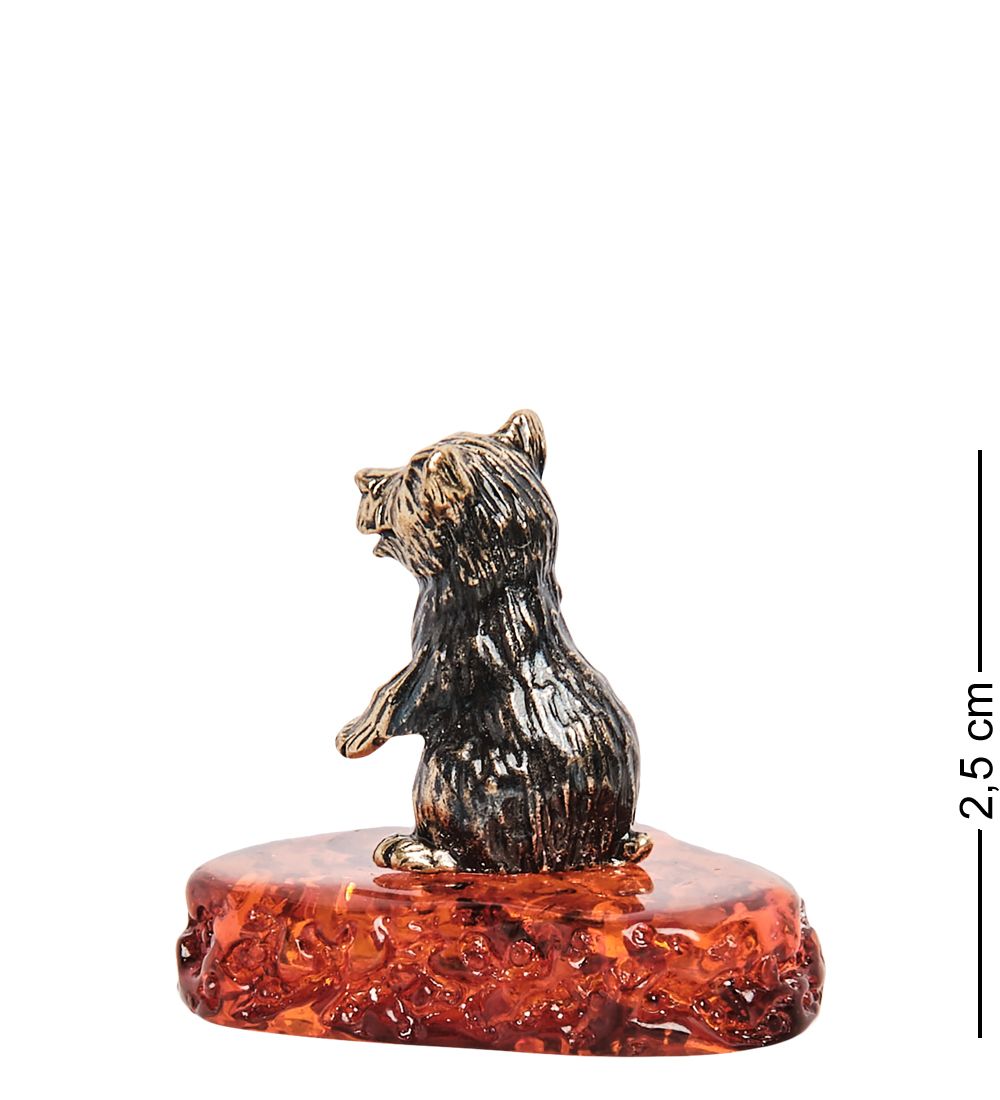 Народные промыслы AM- 226 Фигурка «Медвежонок» (латунь, янтарь)