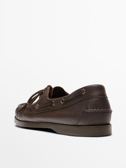 Massimo Dutti Кожаные лодочные туфли, коричневый
