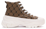 MLB Chunky High Mono trend retro wrapping increased high-top canvas shoes for men and women with the same khaki color