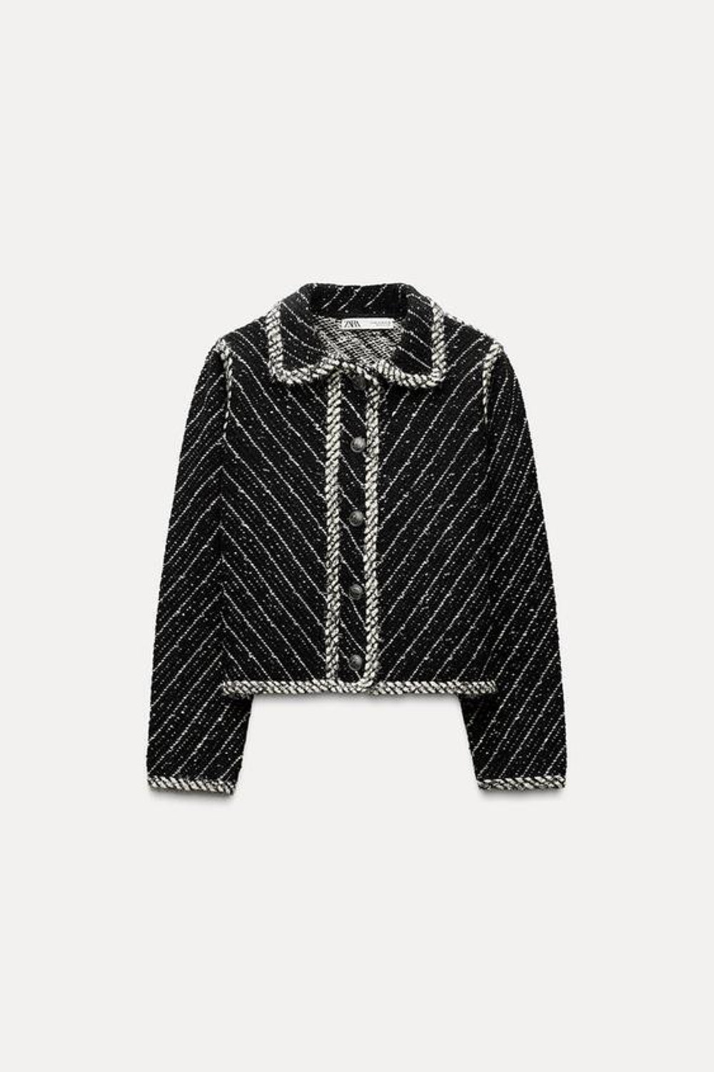 ZARA ВЯЗАНЫЙ КАРДИГАН, ЧЕРНЫЙ/БЕЛЫЙ