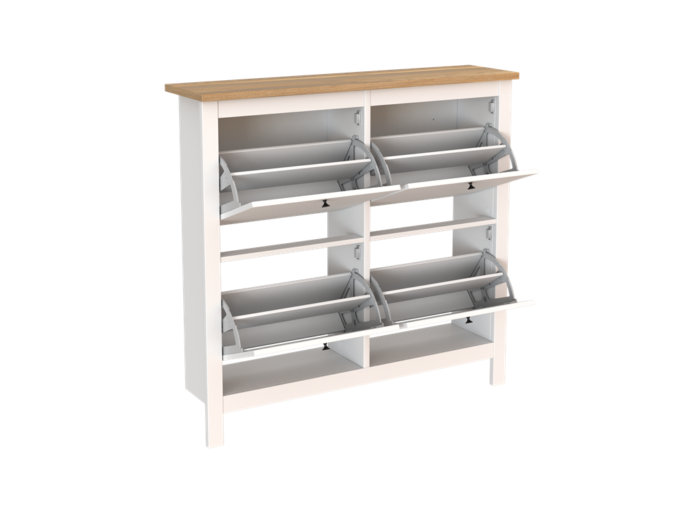 Тумба для обуви Сага 113*108 (112,6*27,9*107,9 см), белый/ясень