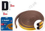 ЗУБР D-профиль, размер 9 х 8 мм, коричневый, 6 м, самоклеящийся резиновый уплотнитель (40930-006)