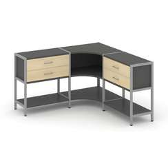 Shelf System Трехсекционный угловой стеллаж двухярусный с ящиками SN.STMU-231 Антрацит/Акация Лорка/