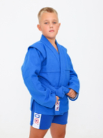 Куртка для САМБО с поясом, плотностью 580 г/м² с подкладкой синяя