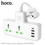 Переходник HOCO AC11A на 2 розетки + 3 USB + Type-C 3.1A (белый)