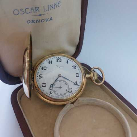 Антикварные золотые карманные часы LONGINES